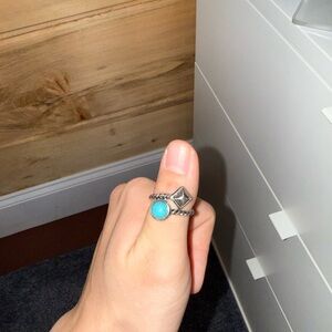 Twisted Silver Ring with Turquoise Stone